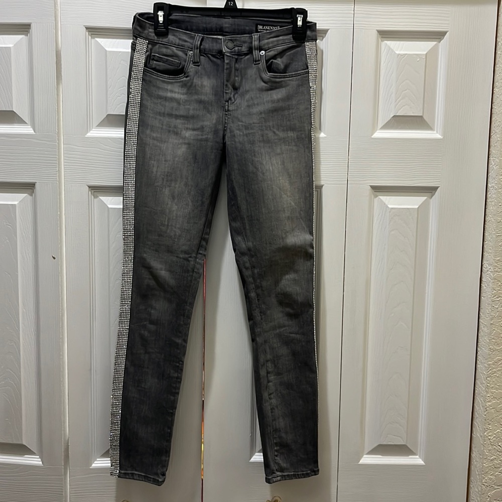 Blank NYC Womens Reade Crop Jeans In Skyscraper Crystal Stripe Stretch